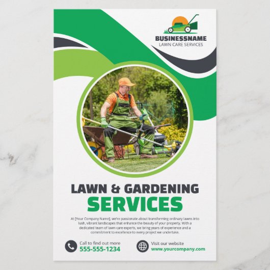 Grasmaaien Mulching Yard Landscaping Flyer (Voorkant)