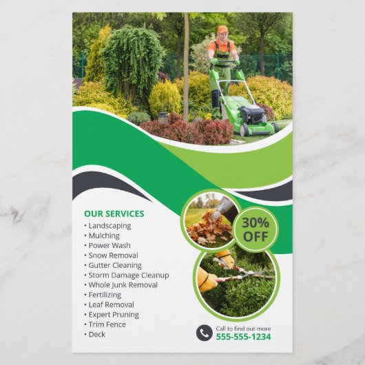 Grasmaaien Mulching Yard Landscaping Flyer (Achterkant)