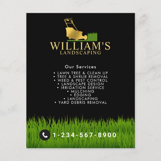 Grasmaaien Snijdiensten, Gazonverzorging Gouden Lo Flyer (Voorkant)