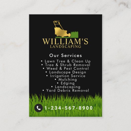 Grasmaaien Snijdiensten, Gazonverzorging Gouden Lo Visitekaartje (Voorkant)