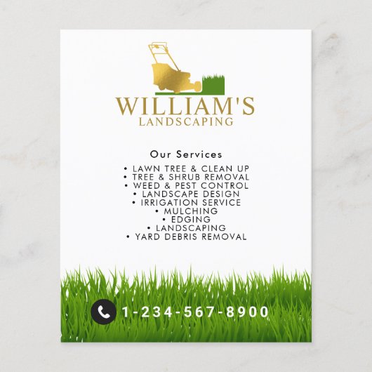 Grasmaaien Snijdiensten, Gold Lawn Care Logo Flyer (Voorkant)