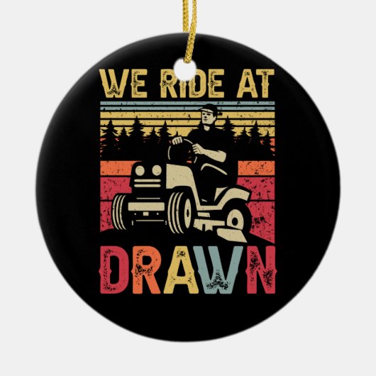 Grasmaaien We rijden bij Dawn Lawn Mower Ride Lawn Keramisch Ornament (Voorkant)