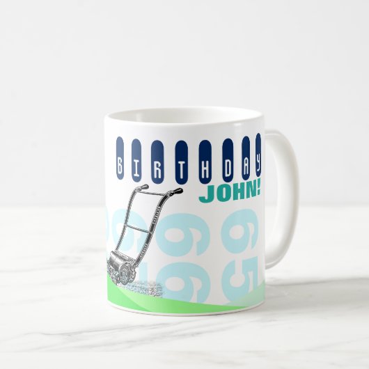  grasmaaier 70th Birthday Mok (Voorkant rechts)