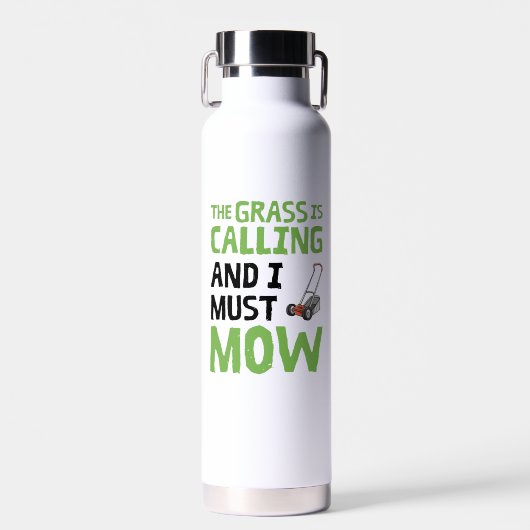 Grasmaaier - Het Gras Roept en Ik Moet Maaie  Waterfles (Voorkant)