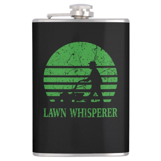 Grasmaaier Lawn Whisperer Tuinman Gift Heupfles (Voorkant)
