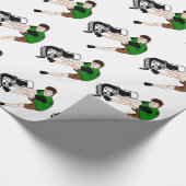 Grasmaaier Man Cartoon Grappige kunst Cadeaupapier (Hoek)