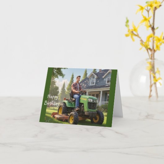 Grasmaaier Man Verjaardag Kaart (Gele Bloem)