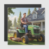 Grasmaaier Man Verjaardag Magnetische Kaart (Voorkant / Achterkant)