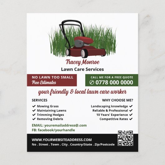 Grasmaaier op gras, Grasverzorging Flyer (Voorkant)