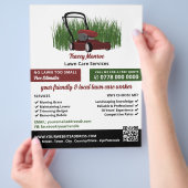 Grasmaaier op gras, Grasverzorging Flyer (Hand)