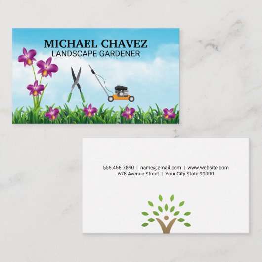 Grasmaaier Sky | Tuingereedschap Visitekaartje (Voorkant / Achterkant)