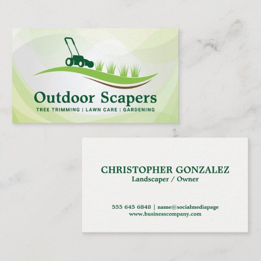 grasmaaier | snijden van gras | tuinarchitect visitekaartje (Voorkant / Achterkant)