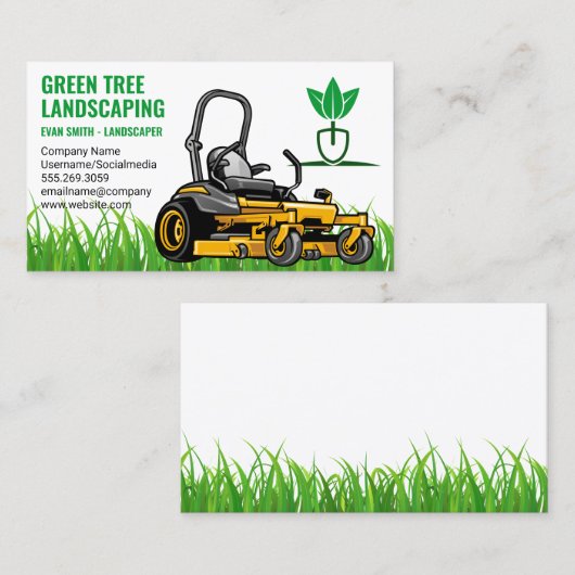 Grasmaaier Snijdt Gras | Green Thumb Visitekaartje (Voorkant / Achterkant)