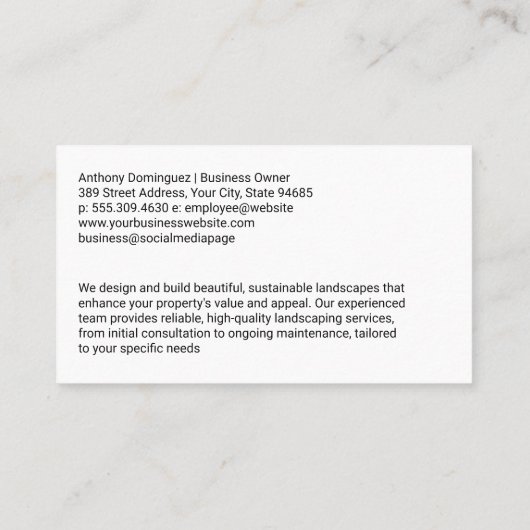 grasmaaier snijgras | landschapsverzorging visitekaartje (Achterkant)