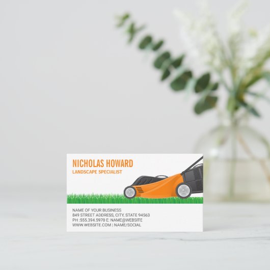 grasmaaier snijgras visitekaartje (Staand voorkant)