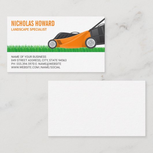 grasmaaier snijgras visitekaartje (Voorkant / Achterkant)