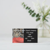 Grasmaaiers stellen schoonmaak en reparatie bij visitekaartje (Staand voorkant)