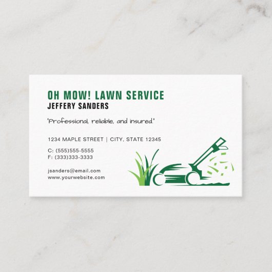 grasmaaigras maaien Visitekaartje (Voorkant)
