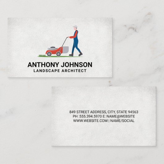 grasmaaigras van man | tuinarchitect visitekaartje (Voorkant / Achterkant)
