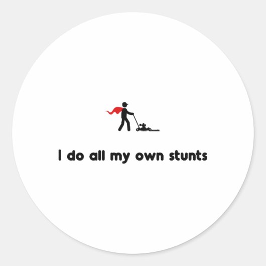 Grasmaaiheld Ronde Sticker (Voorkant)