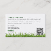 Grasmaaionderhoud groen gras QR-code & sociale med Visitekaartje (Achterkant)