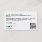 Grasmaaionderhoud QR-code en sociale media van Gre Visitekaartje (Achterkant)