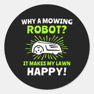 Grasmaairobot grasmaaier ronde sticker