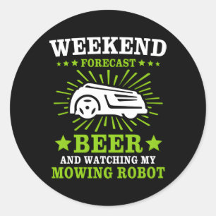 Grasmaairobot grasmaaier ronde sticker
