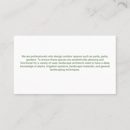 grasmaaiveld voor tuinarchitecten | Tuindiensten Visitekaartje (Achterkant)