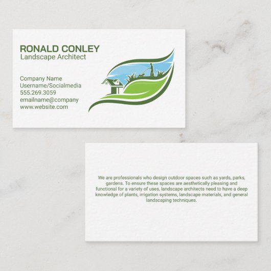 grasmaaiveld voor tuinarchitecten | Tuindiensten Visitekaartje (Voorkant / Achterkant)