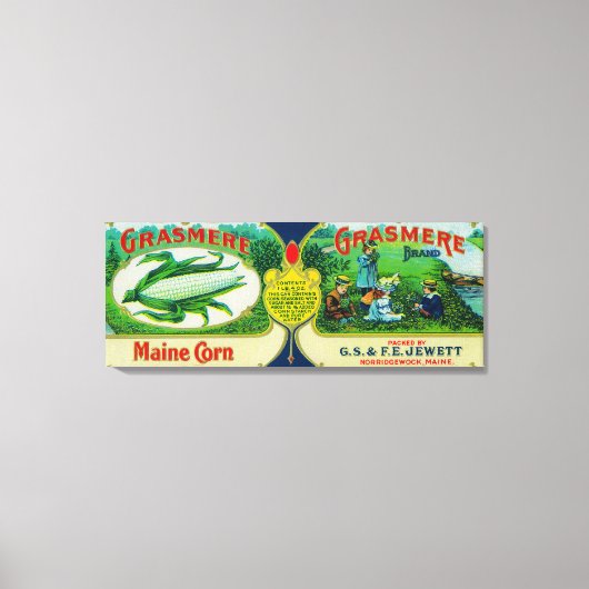 Grasmere Corn LabelNorridgewock, ME Canvas Afdruk (Voorkant)