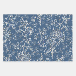 Grasmere Garden  Blauw Botanisch Patroon Inpakpapier Vel