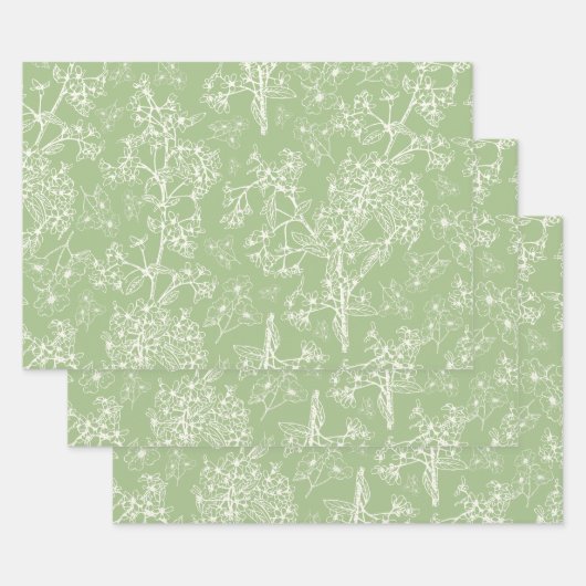 Grasmere Garden  Modern Botanisch Patroon Inpakpapier Vel (Set)