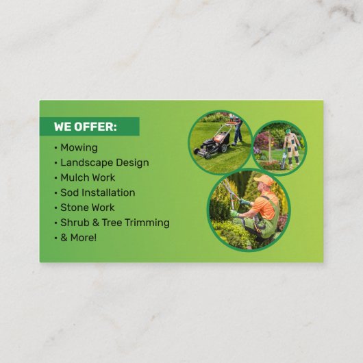 Grasonderhoud & Tuinonderhoud Trimmen Landscaping  Visitekaartje (Achterkant)