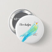 Grasparkiet Blauw Aquarel Ronde Button 5,7 Cm (Voorkant /achterkant)