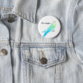 Grasparkiet Blauw Aquarel Ronde Button 5,7 Cm (In situ)