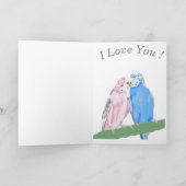 Grasparkiet en Bourganvillia Feestdagen Kaart (Binnen)