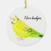 Grasparkiet Geelgroen Aquarel Keramisch Ornament (Voorkant)