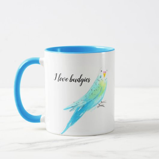 Grasparkiet Waterverf Blauw Mok (Links)