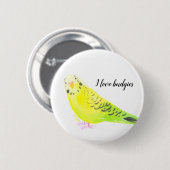 Grasparkiet Waterverf Geel Groen Ronde Button 5,7 Cm (Voorkant /achterkant)