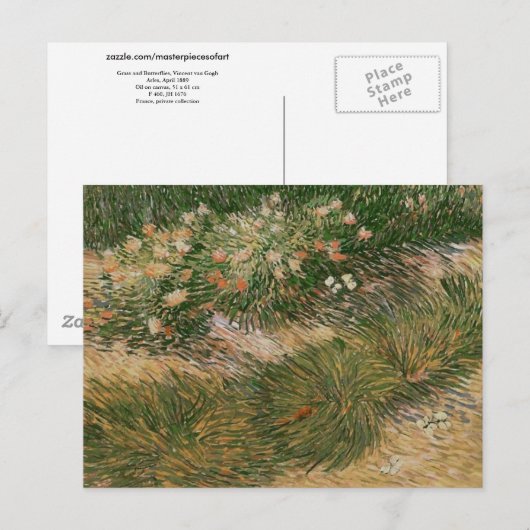 Grass & Butterflies (F460) Van Gogh Fine Art Briefkaart (Voorkant / Achterkant)