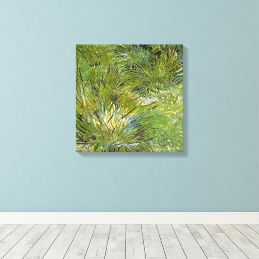Grass-clusters van Vincent van Gogh Canvas Afdruk (Insitu (Houten vloer))