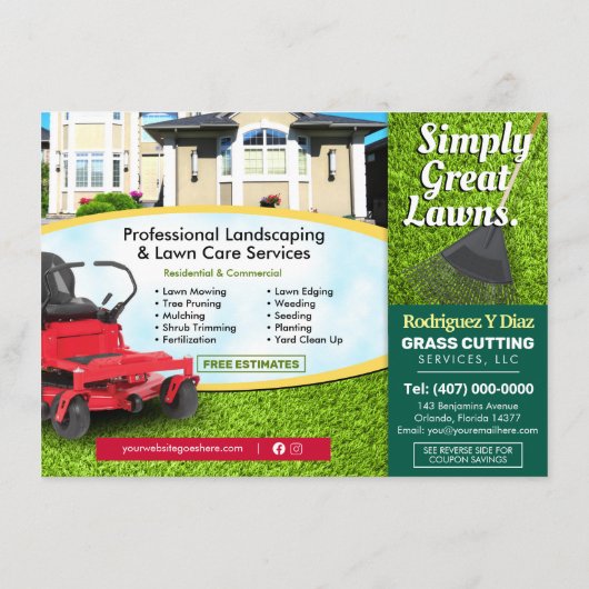 Grass Cutting Landscape 4,5 x 6,25 inch Menu (Achterkant)