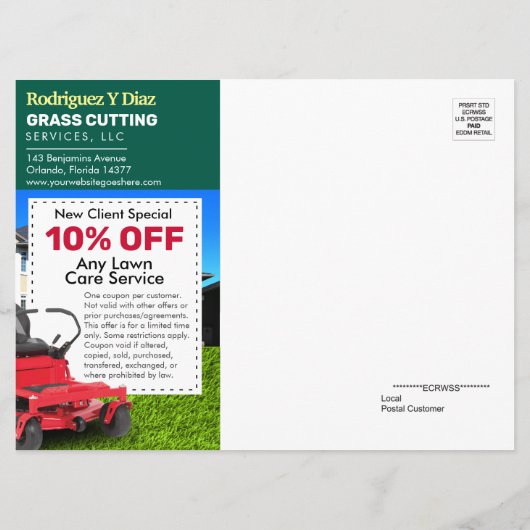 Grass Cutting Landscape 8,75 x 6,5-inch EDDM Menu (Achterkant)