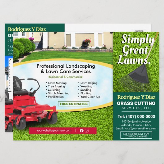 Grass Cutting Landscape 8,75 x 6,5-inch EDDM Menu (Voorkant / Achterkant)