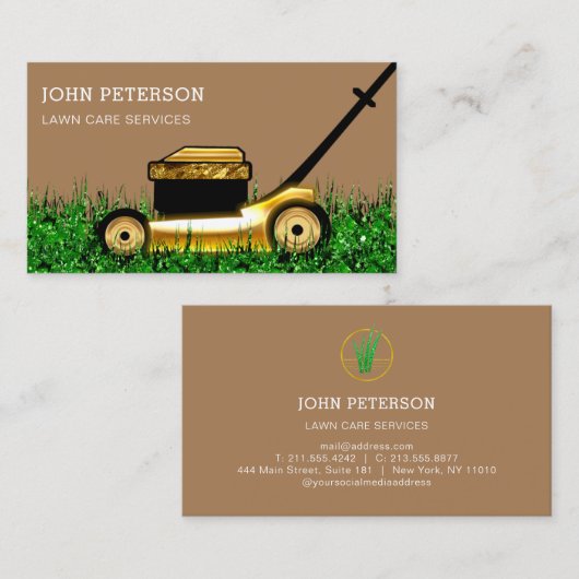 Grass Cutting Service Brown Visitekaartje (Voorkant / Achterkant)