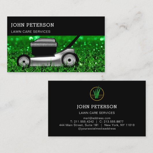 Grass Cutting Service Grey Visitekaartje (Voorkant / Achterkant)
