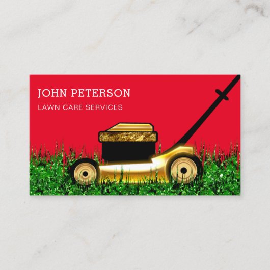 Grass Cutting Service Red Visitekaartje (Voorkant)