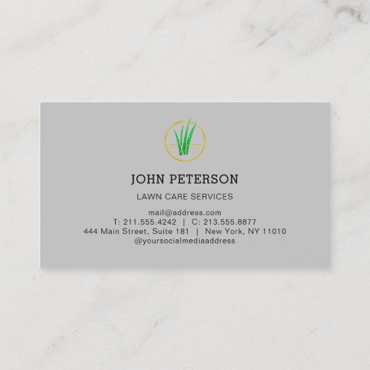 Grass Cutting Services grijs Visitekaartje (Achterkant)