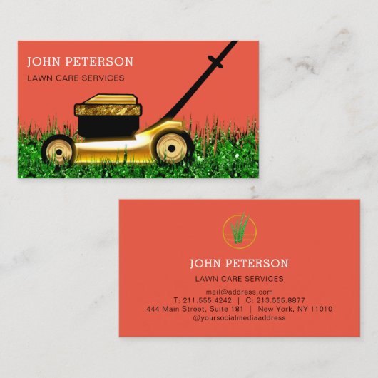 Grass Cutting Services Oranje Visitekaartje (Voorkant / Achterkant)